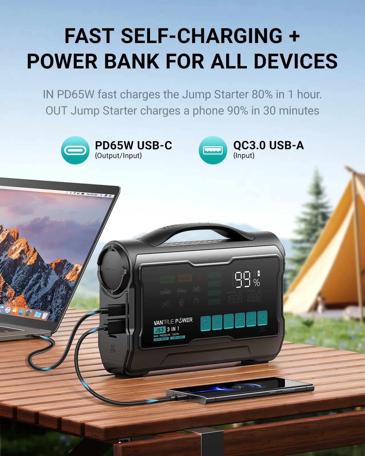 JS3 All-in-One Jump Starter & Air Compressor - Image 4
