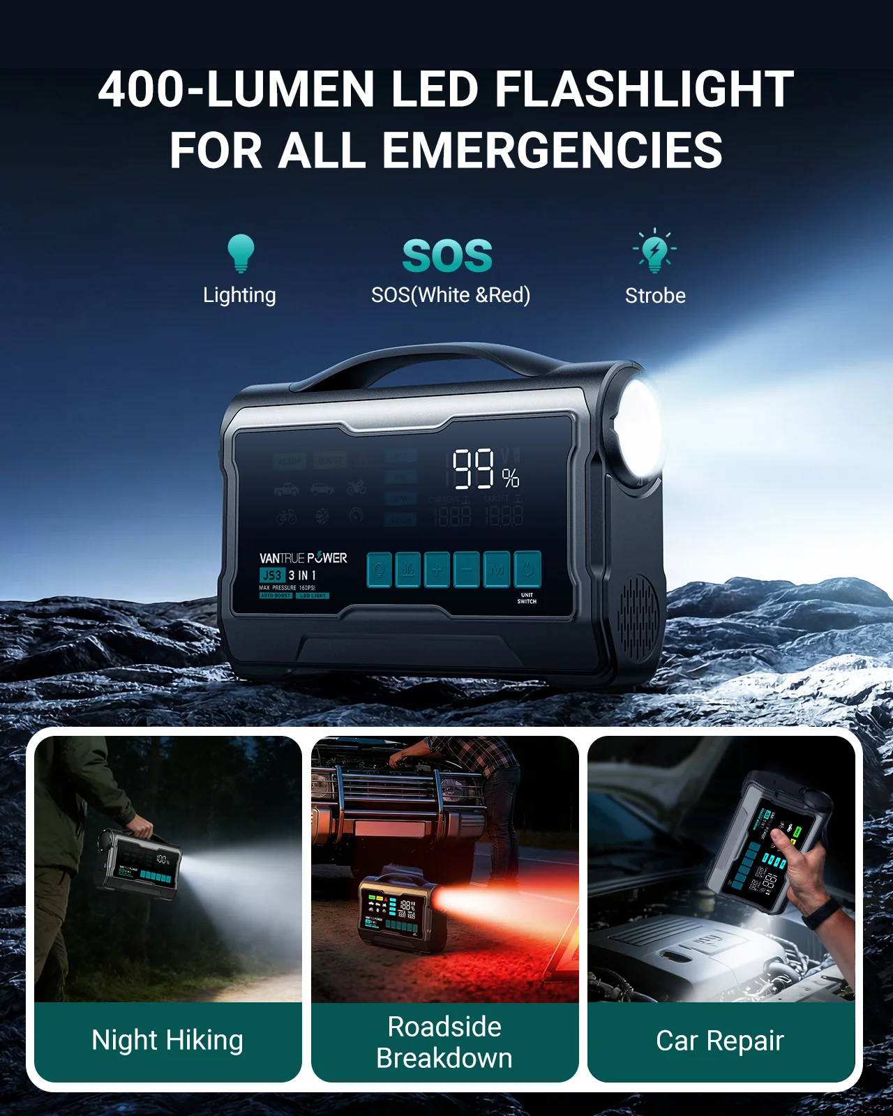 JS3 All-in-One Jump Starter & Air Compressor - Image 5