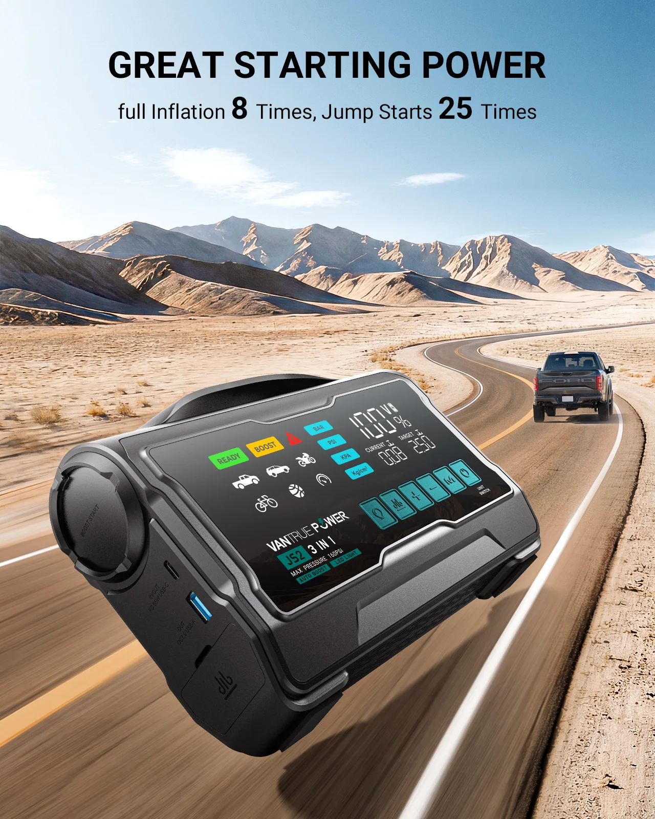 JS2 All-in-One Jump Starter & Air Compressor - Image 9